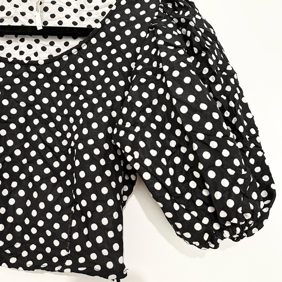 Free People Polka Puff Sleeve Crop Top size 2 - Picture 4 of 9